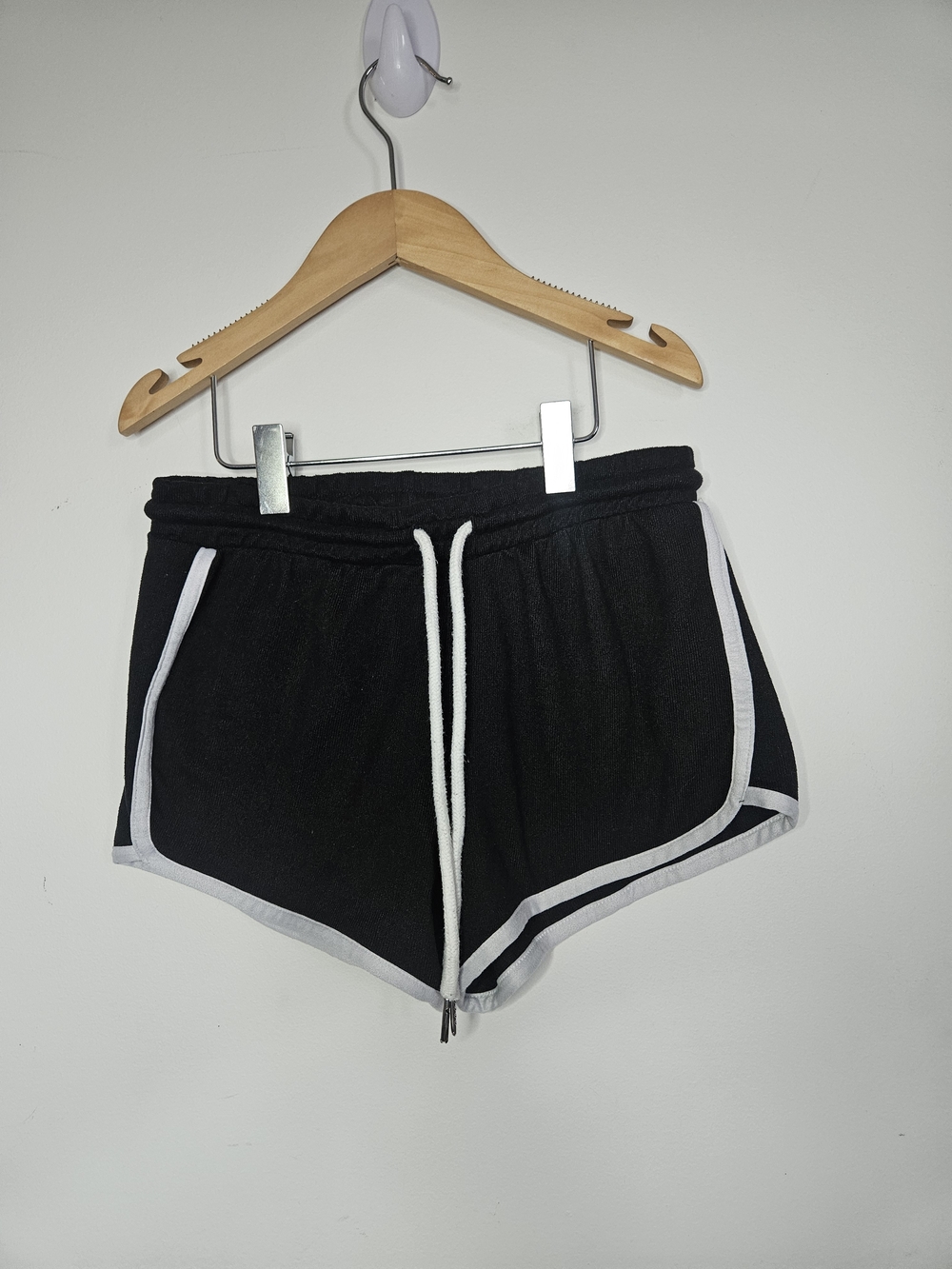 Ardene Black White Dolphin Shorts Elastic Waist Drawstring Lounge Athletic XS🔥